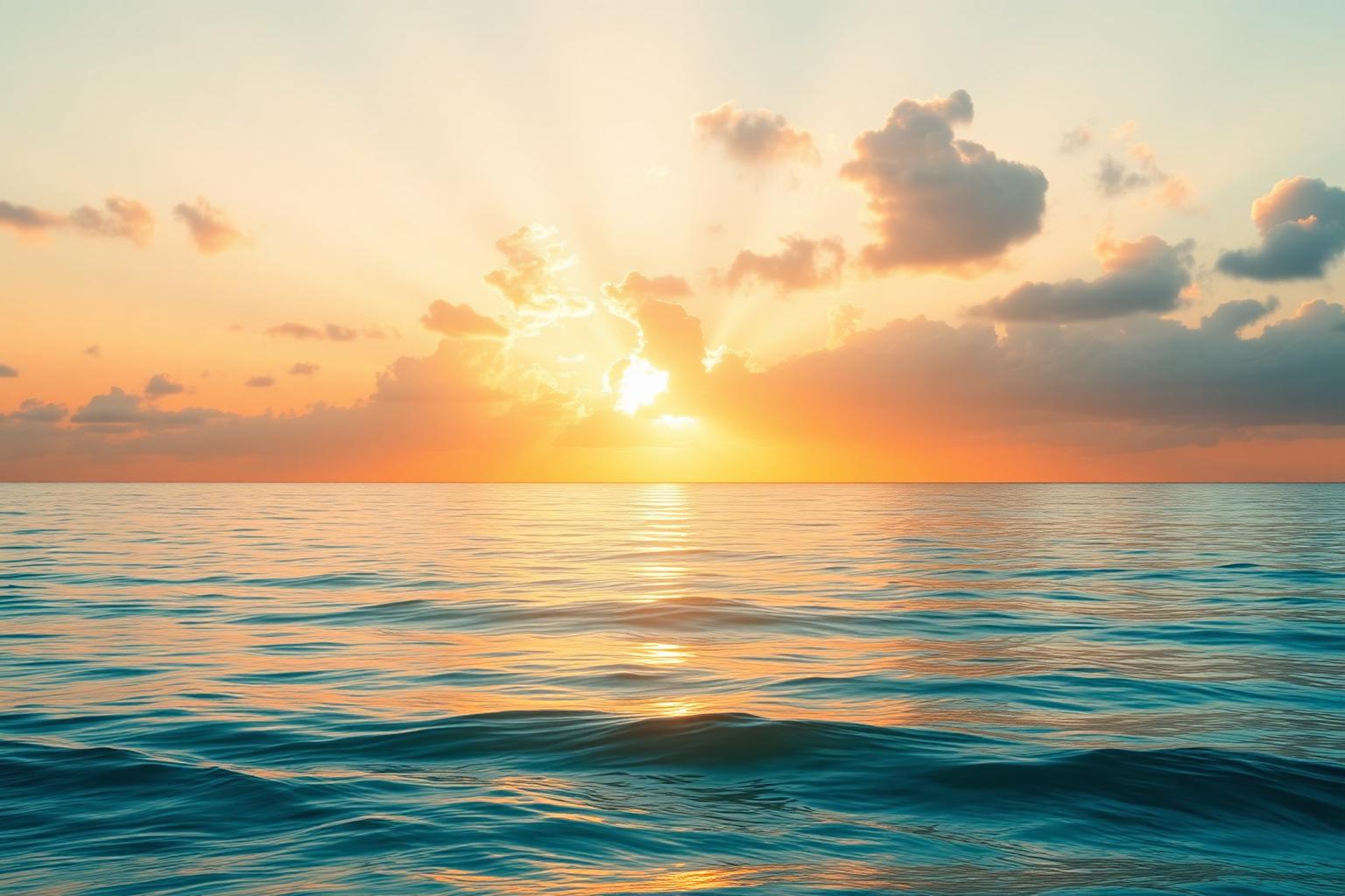 Soft sunrise over quiet coastal hills